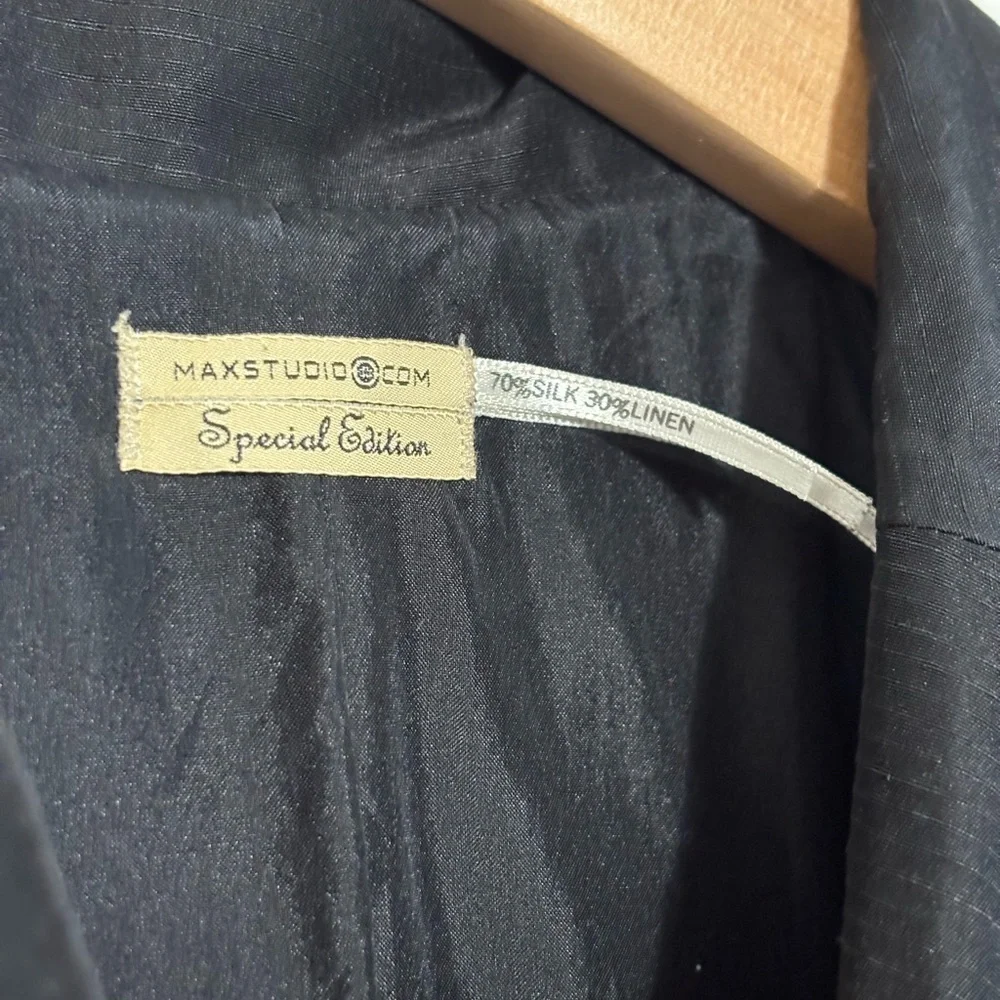 Max Studio Special Edition 3/4 Sleeves Blazer Sz 8 Silk Linen Blend